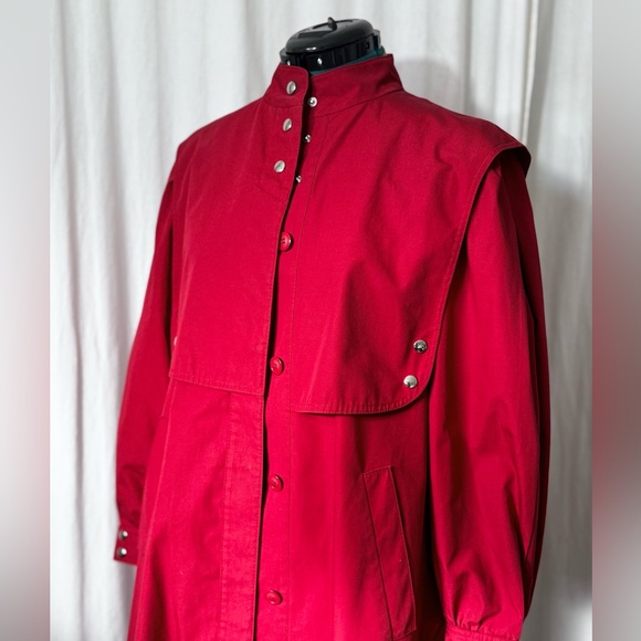 Vintage Petite Mademoiselle Red Trench Coat Made in W. Germany Nino-Flex Size S - Picture 2 of 16